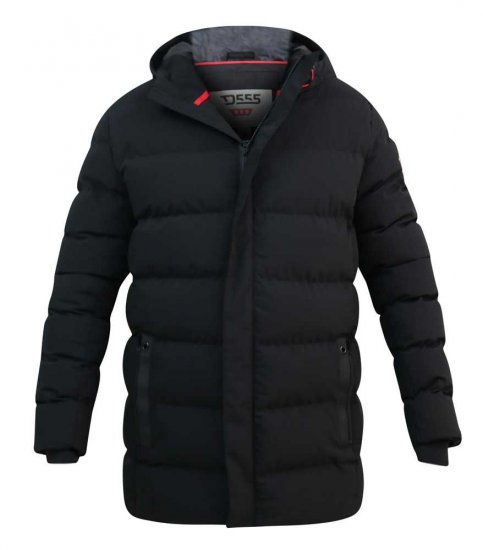 D555 Grove Quilted Parka Jacket Black - Kabátok - Nagyméretű Kabátok - 2XL-8XL