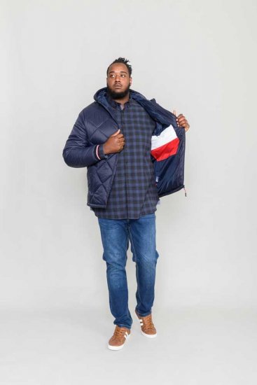 D555 Angus Diamond Quilted Puffer Jacket Navy - Kabátok - Nagyméretű Kabátok - 2XL-8XL