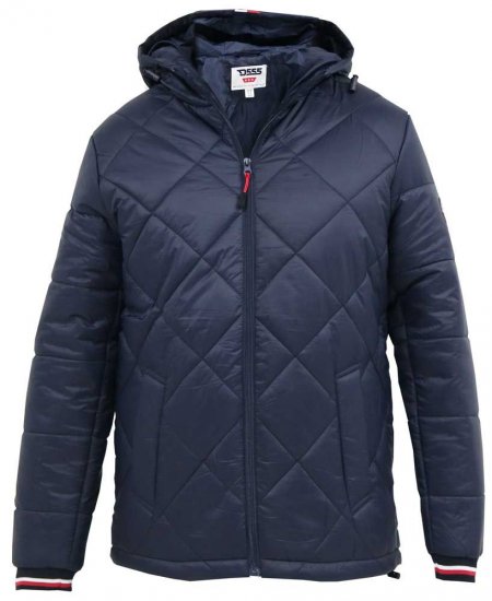 D555 Angus Diamond Quilted Puffer Jacket Navy - Kabátok - Nagyméretű Kabátok - 2XL-8XL