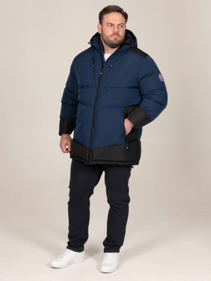 D555 Hank Ripstop Contrast Panelled Padded Hooded Jacket Tengerészkék - Kabátok - Nagyméretű Kabátok - 2XL-8XL