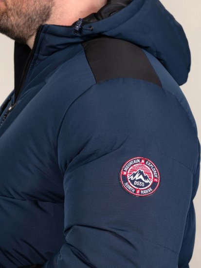 D555 Hank Ripstop Contrast Panelled Padded Hooded Jacket Tengerészkék - Kabátok - Nagyméretű Kabátok - 2XL-8XL