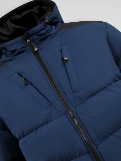 D555 Hank Ripstop Contrast Panelled Padded Hooded Jacket Tengerészkék - Kabátok - Nagyméretű Kabátok - 2XL-8XL