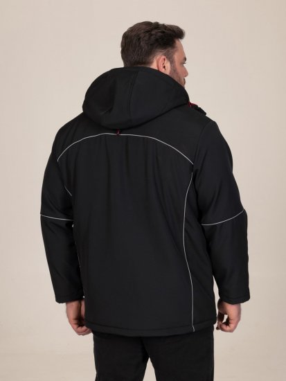 D555 Jamie Soft Shell Detachable Hood Padded Jacket Fekete - Kabátok - Nagyméretű Kabátok - 2XL-8XL