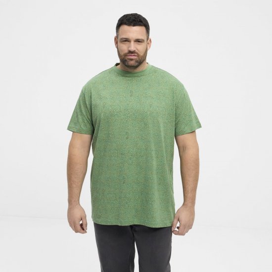 North Latitude Allover Printed Póló Középzöld - Pólók - Nagyméretű pólók - 2XL-14XL