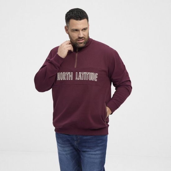 North Latitude Half Zip Pulóver Bordó - Pulóverek & kapucnis pulóverek - Pulóverek & Kapucnis pulóver 2XL-12XL