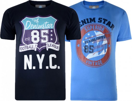 Kam Jeans Star 2-pack T-shirt Navy/Denim - Pólók - Nagyméretű pólók - 2XL-14XL