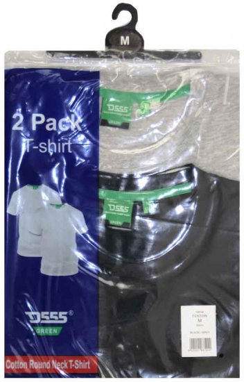 D555 Fenton 2-pack Black/Grey T-shirt - Pólók - Nagyméretű pólók - 2XL-14XL