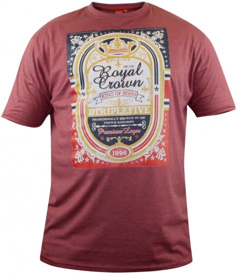 D555 Roderick Burgundy T-shirt - Pólók - Nagyméretű pólók - 2XL-14XL