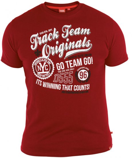 D555 Ernie T-shirt Dark Red - Pólók - Nagyméretű pólók - 2XL-14XL