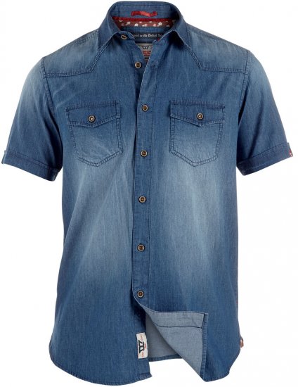 D555 Gilbert Short Sleeve Vintage Denim Shirt - Ingek - Ingek 2XL-10XL