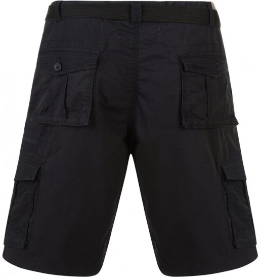 Kam Jeans Belted Cargo Shorts Black - Rövidnadrág - Nagyméretű Rövidnadrág W40-W60