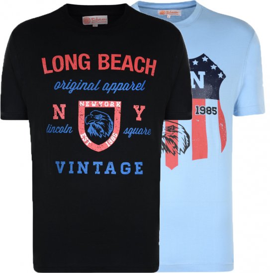 Kam Jeans Long Beach 2-pack - Pólók - Nagyméretű pólók - 2XL-14XL