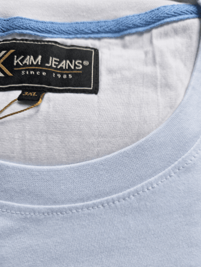Kam Jeans 5780 Cut And Sew Panel T-Shirt Navy - Pólók - Nagyméretű pólók - 2XL-14XL