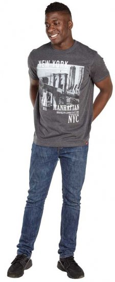 D555 Wesley New York Crew Neck T-Shirt Charcoal - Pólók - Nagyméretű pólók - 2XL-14XL