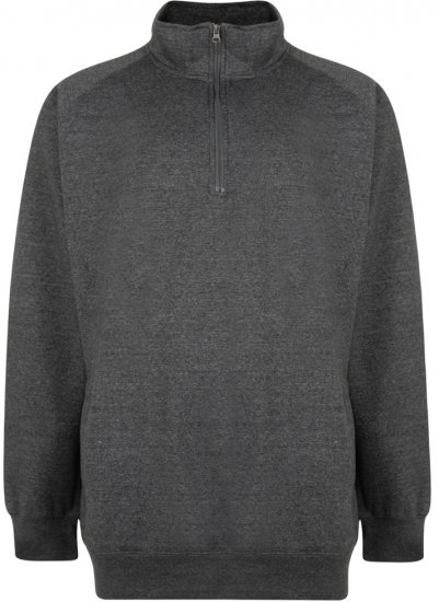 Kam Jeans Half-Zip Sweatshirt Charcoal - Pulóverek & Kapucnis pulóverek - Pulóverek & Kapucnis pulóver 2XL-12XL