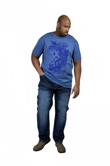 D555 CLAYTON Honolua Bay T-shirt Denim Marl - Pólók - Nagyméretű pólók - 2XL-14XL
