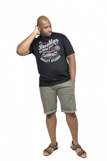 D555 NEAL Brooklyn Crew Neck T-Shirt Black - Pólók - Nagyméretű pólók - 2XL-14XL