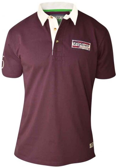 D555 NASH Short Sleeve Rugby Shirt Burgundy - Pólóingek - Galléros Pólók 2XL-8XL - Pólóingek 2XL-8XL