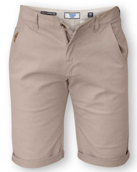 D555 COLTEN Stretch Cotton Chino Short Beige - Rövidnadrág - Nagyméretű Rövidnadrág W40-W60