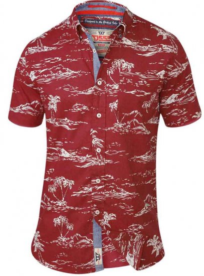 D555 NESTOR Hawaiian Print Shirt Red - Ingek - Ingek 2XL-10XL