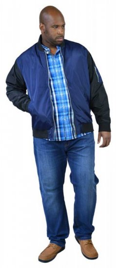 D555 LOUIS Lined Bomber Jacket Navy/Black - Kabátok - Nagyméretű Kabátok - 2XL-8XL