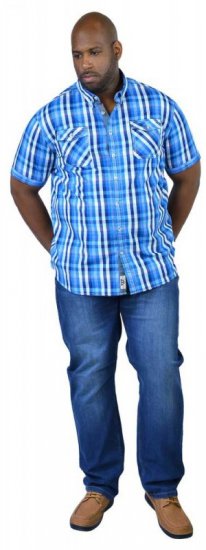 D555 EMANUEL Short Sleeve Turq & Blue Shirt - Ingek - Ingek 2XL-10XL