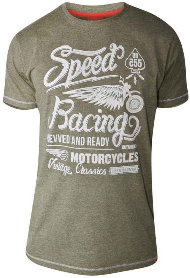 D555 CORTEZ Speed Racing T-Shirt Khaki - Pólók - Nagyméretű pólók - 2XL-14XL