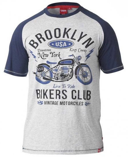 D555 HIRALDO T-Shirt Grey/Navy - Pólók - Nagyméretű pólók - 2XL-14XL