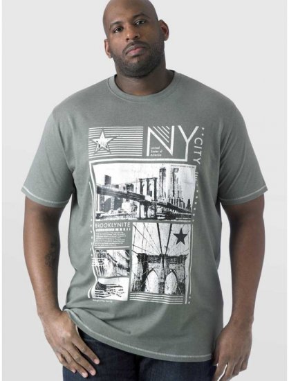 D555 RUEBEN NY City Print T-Shirt Khaki - Pólók - Nagyméretű pólók - 2XL-14XL