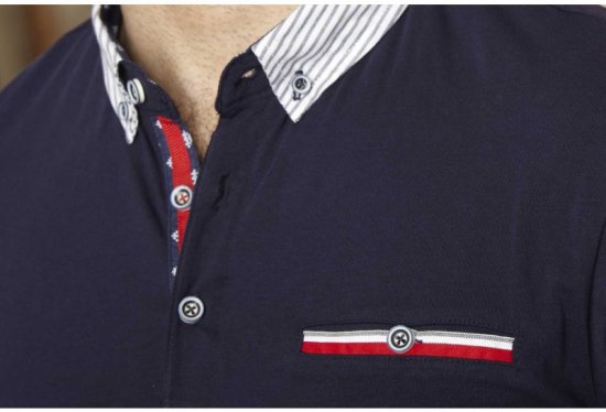 D555 GARFIELD Short Sleeve Stretch Polo Shirt Navy - Pólóingek - Galléros Pólók 2XL-8XL - Pólóingek 2XL-8XL