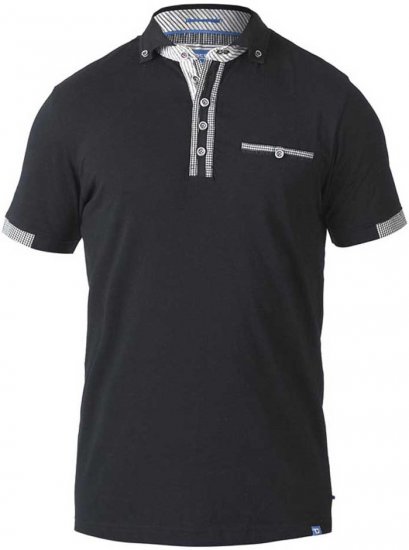 D555 SWANN Short Sleeve Stretch Polo Black - Pólóingek - Galléros Pólók 2XL-8XL - Pólóingek 2XL-8XL