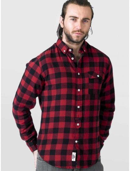 D555 Lawton LS Flannel Shirt Red - Ingek - Ingek 2XL-10XL