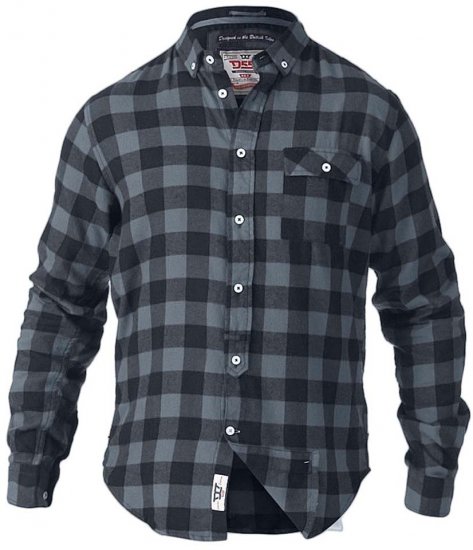D555 Lawton LS Flannel Shirt Grey - Ingek - Ingek 2XL-10XL