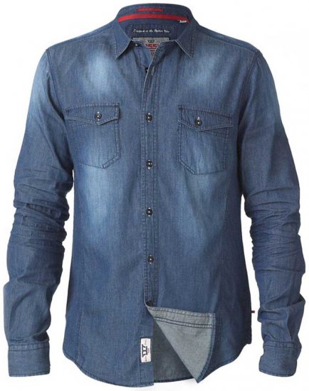 D555 Tobias LS Vintage Denim Shirt - Ingek - Ingek 2XL-10XL