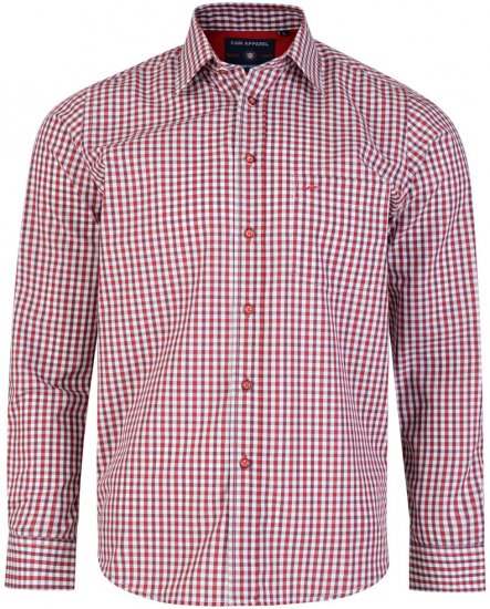 Kam Jeans 6140 Long Sleeve Shirt Red - Ingek - Ingek 2XL-10XL