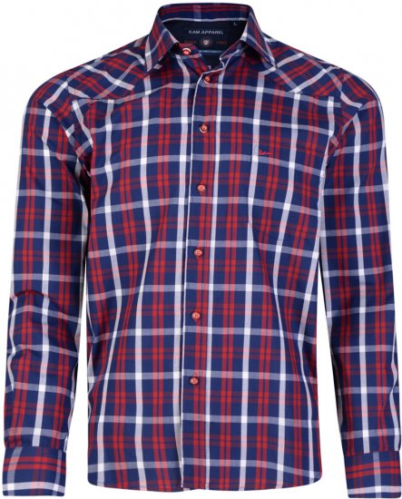 Kam Jeans 6143 Long Sleeve Shirt Red - Ingek - Ingek 2XL-10XL