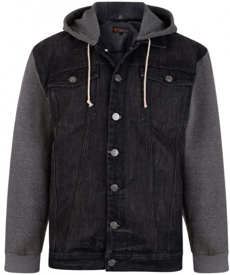 Kam Jeans Conte Denim Jacket Black - Kabátok - Nagyméretű Kabátok - 2XL-8XL