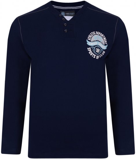 Kam Jeans 5205 Long Sleeve T-shirt Navy - Pólók - Nagyméretű pólók - 2XL-14XL