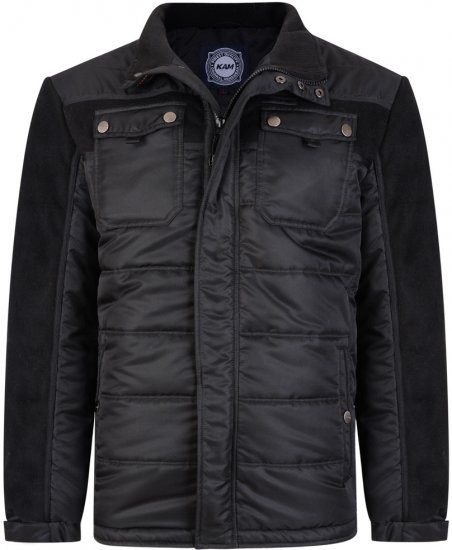Kam Jeans 66 Padded Qulited Jacket Black - Kabátok - Nagyméretű Kabátok - 2XL-8XL