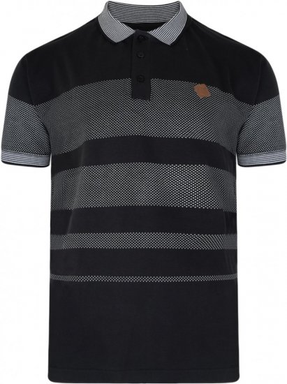Kam Jeans 5222 Stripe and Dot Polo Black - Pólóingek - Galléros Pólók 2XL-8XL - Pólóingek 2XL-8XL