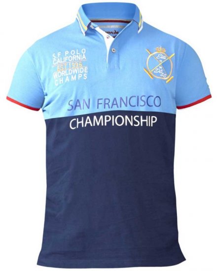 D555 Ernest Polo Blue & Navy - Pólóingek - Galléros Pólók 2XL-8XL - Pólóingek 2XL-8XL