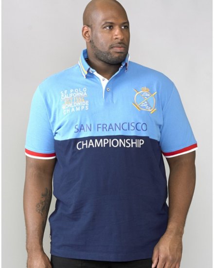 D555 Ernest Polo Blue & Navy - Pólóingek - Galléros Pólók 2XL-8XL - Pólóingek 2XL-8XL