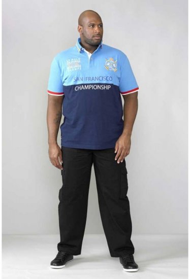 D555 Ernest Polo Blue & Navy - Pólóingek - Galléros Pólók 2XL-8XL - Pólóingek 2XL-8XL