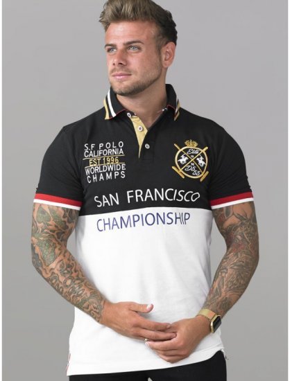 D555 Ernest Polo Black & White - Pólóingek - Galléros Pólók 2XL-8XL - Pólóingek 2XL-8XL