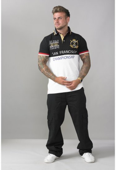 D555 Ernest Polo Black & White - Pólóingek - Galléros Pólók 2XL-8XL - Pólóingek 2XL-8XL