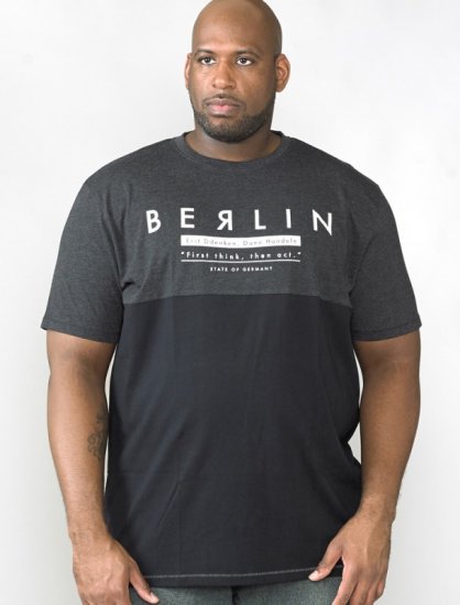 D555 Hamish T-shirt Charcoal & Black - Pólók - Nagyméretű pólók - 2XL-14XL