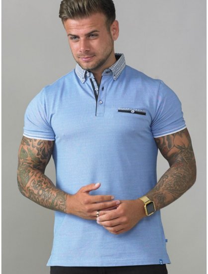D555 Journey Fine Melange Polo Blue - Pólóingek - Galléros Pólók 2XL-8XL - Pólóingek 2XL-8XL