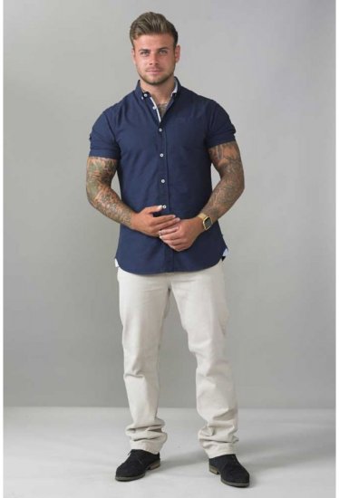 D555 Norman Short Sleeve Oxford Shirt Navy - Ingek - Ingek 2XL-10XL