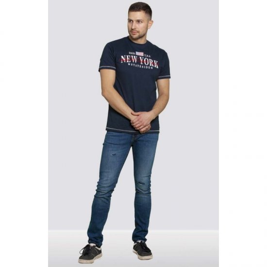 D555 Thornton Embroidery T-shirt Navy - Pólók - Nagyméretű pólók - 2XL-14XL