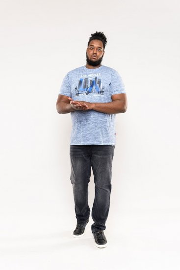 D555 Hobart LA Printed T-Shirt Blue - Pólók - Nagyméretű pólók - 2XL-14XL